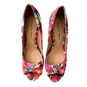 Christian Siriano for Payless Floral Peep Toe Multicolor Stiletto Heels 8.5
